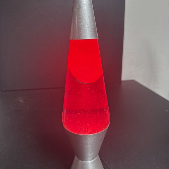 Lava Lamp Orange & Purple Lamp Liquid Motion 14.5" Silver Base Works - Picture 2 of 5